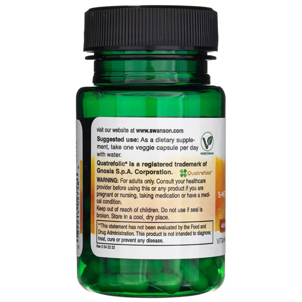SWANSON folatas (5-metiltetrahidrofolio rūgštis) 680 mcg – 30 kapsulių