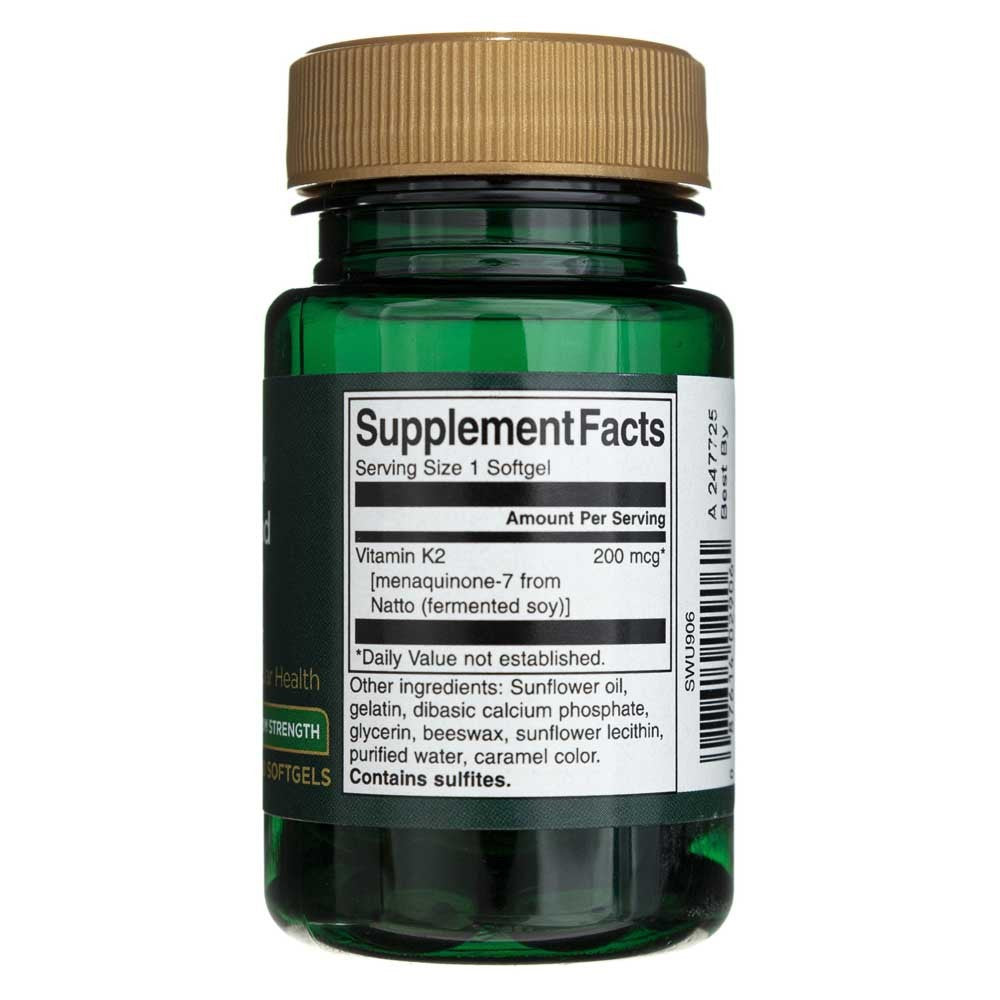 SWANSON vitaminas K2 200 mcg – 30 kapsulių